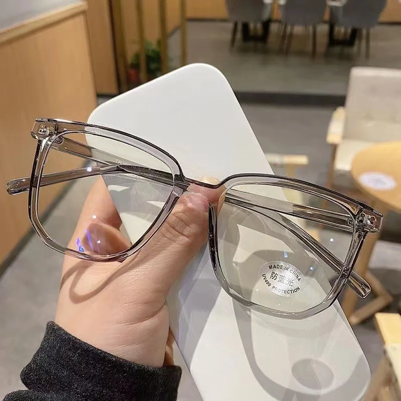 2023 Transparent Men Women Square Frame Big Round Optical Glasses Anti Blue Light Glasses Frame