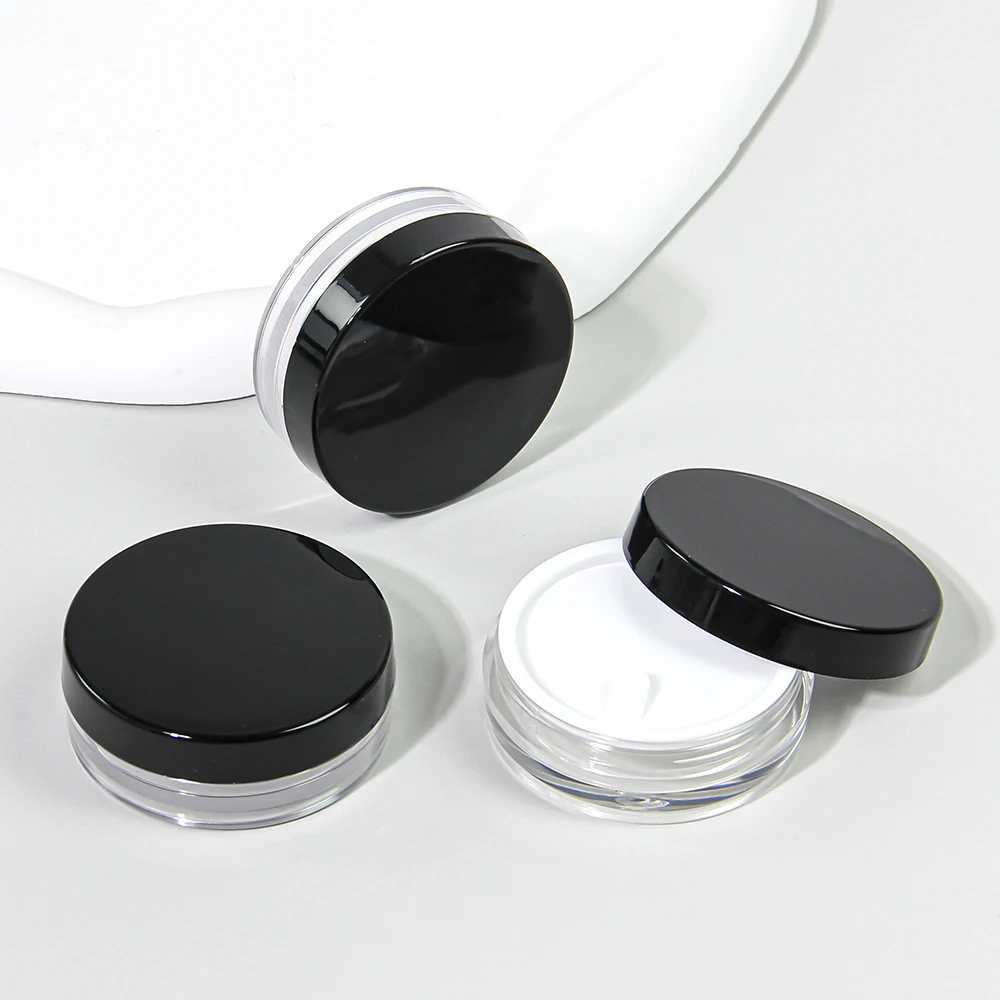 Free Sample 10g Clear Plastic Small Jar Empty Cosmetic Packaging for Eye Cream Lip Balm Container Mini Loose Powder Jar