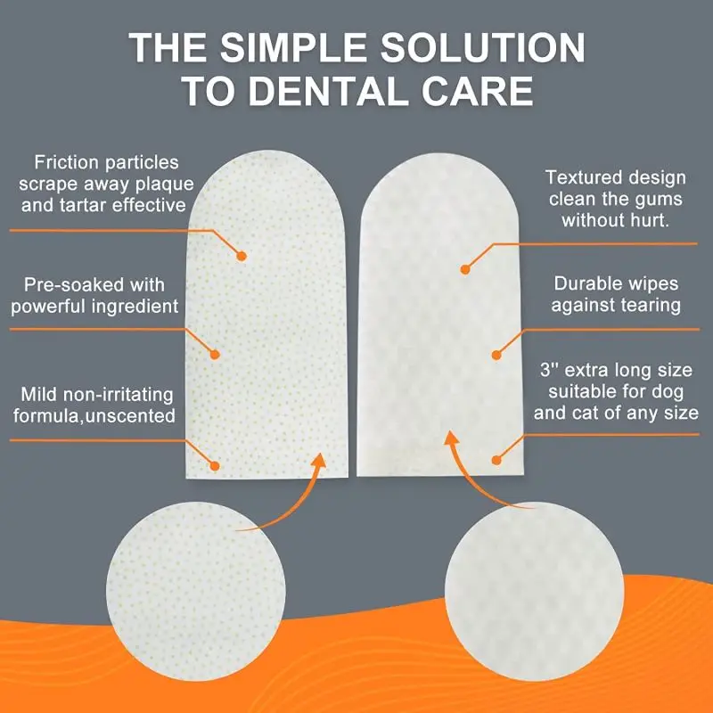 Dog Teeth Cleaning Finger , 50Pcs Dog Dental Care Wip for Cat and Dog