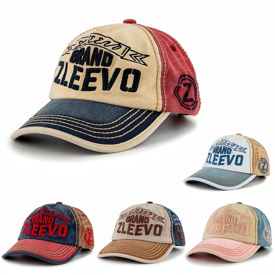 Alphabet Embroidery stitching color soft top curved brim baseball cap washed duck cap sun hat