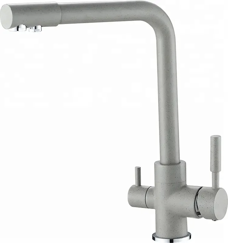 Quartz stone sink color Dual handle no water pass through metal drinking water 3 way kitchen filter faucet