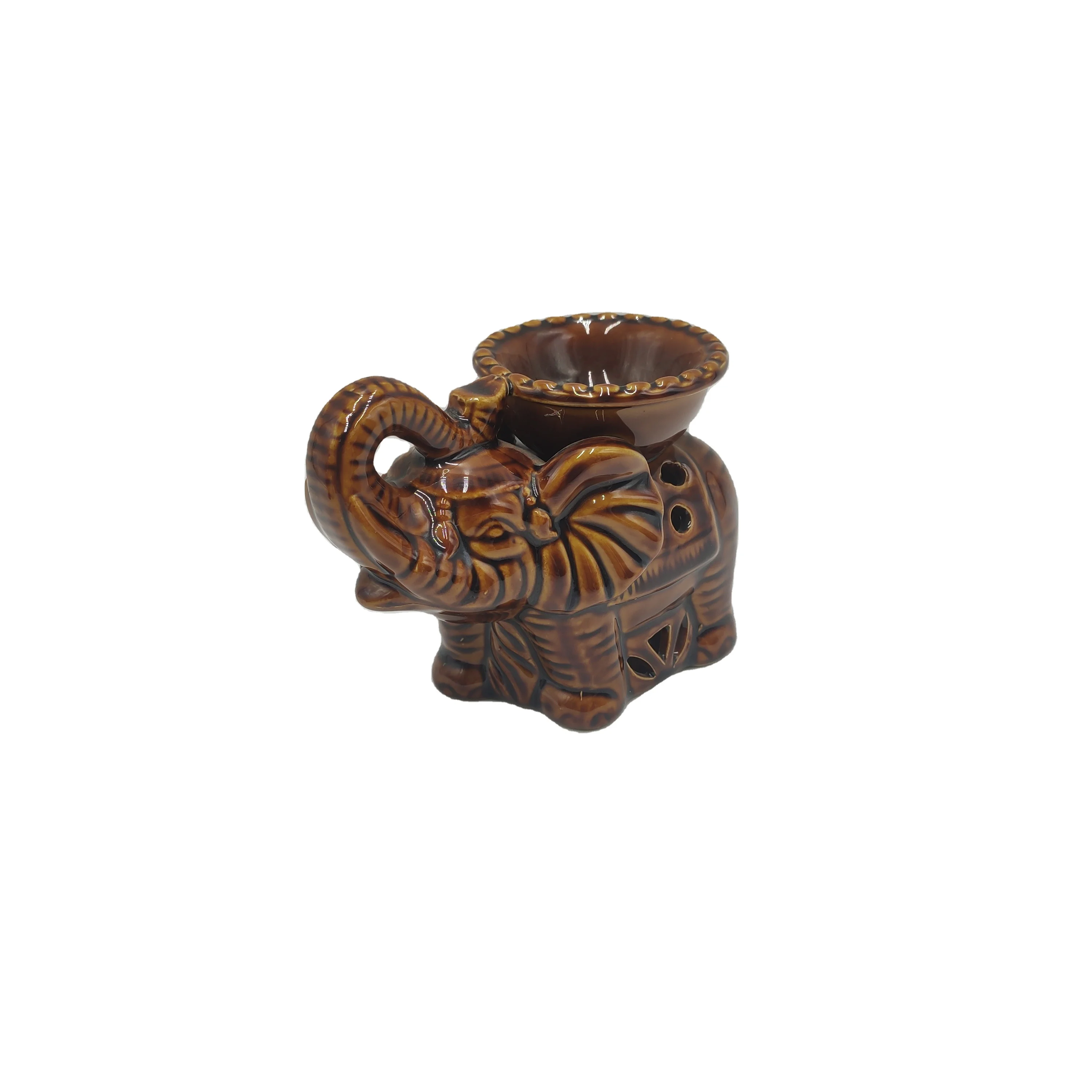 Brown elephant ceramic aroma wax tart warmer indoor decorative aroma fragrance candle warmer