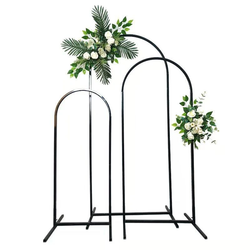 Black Metal Arch Backdrop Stand Set of 3 Arched Door Frame 6FT/5FT/4FT for Wedding Parties Anniversary Celebration Decoration