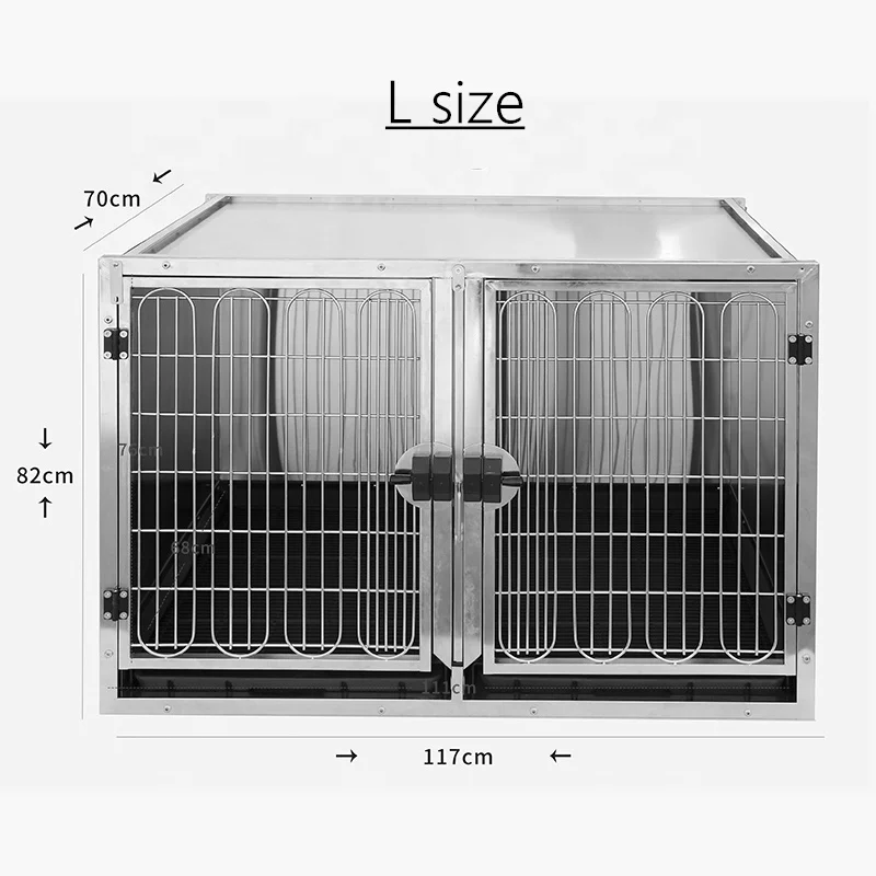 Modular Dog Kennel Large Stainless Steel Pet Dog Cages Crates with Casters