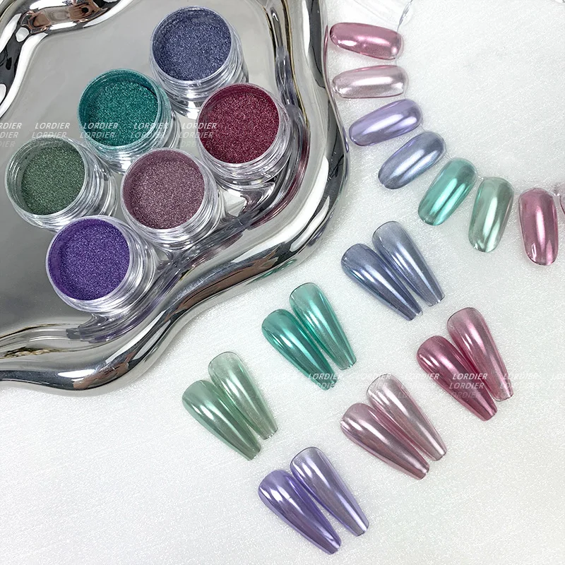 2024 New 6 Colors Mirror Chrome Effect Nail Art Pigment Powder Fine Glitter Powder