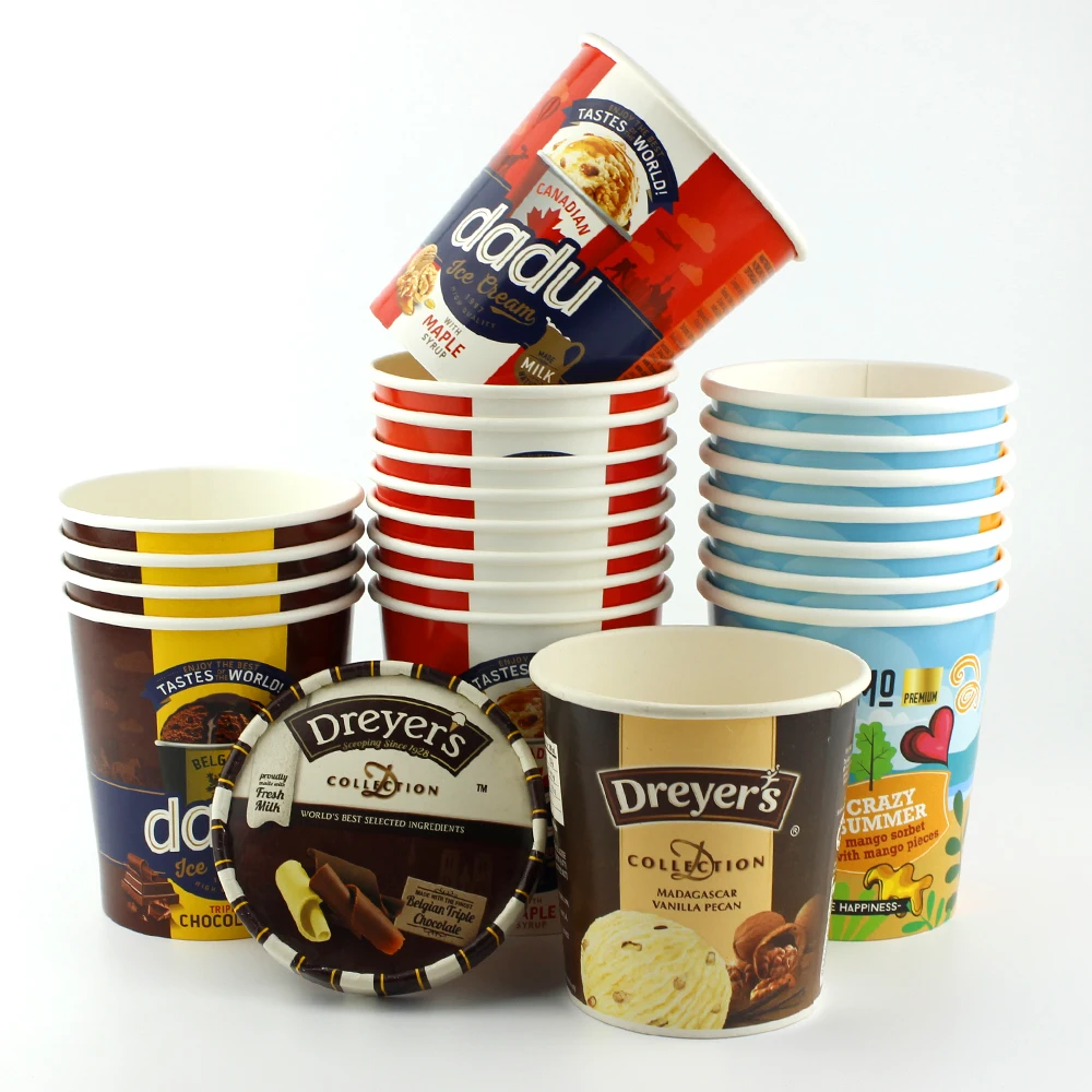 custom print disposable ice cream paper cup factory cheap price paper ice cream cup biodegradable Ice cream paper cup