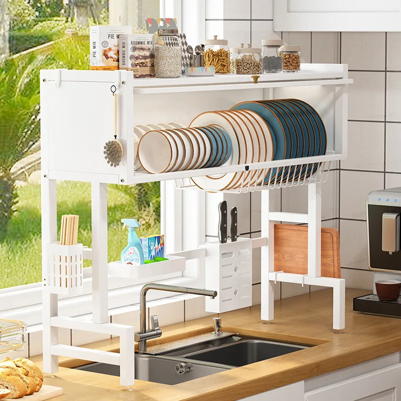 Cheap kitchen sink shelf Countertop locker with door  Multi-function dish rack