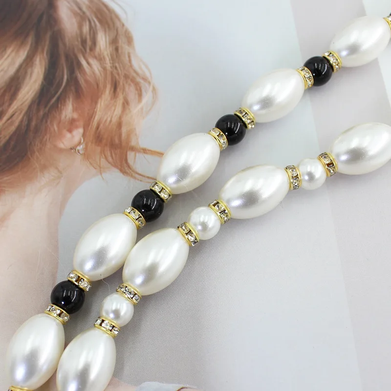 QY Personalized Rhinestone inlaid pearl waist chain simple dress decoration waist belt