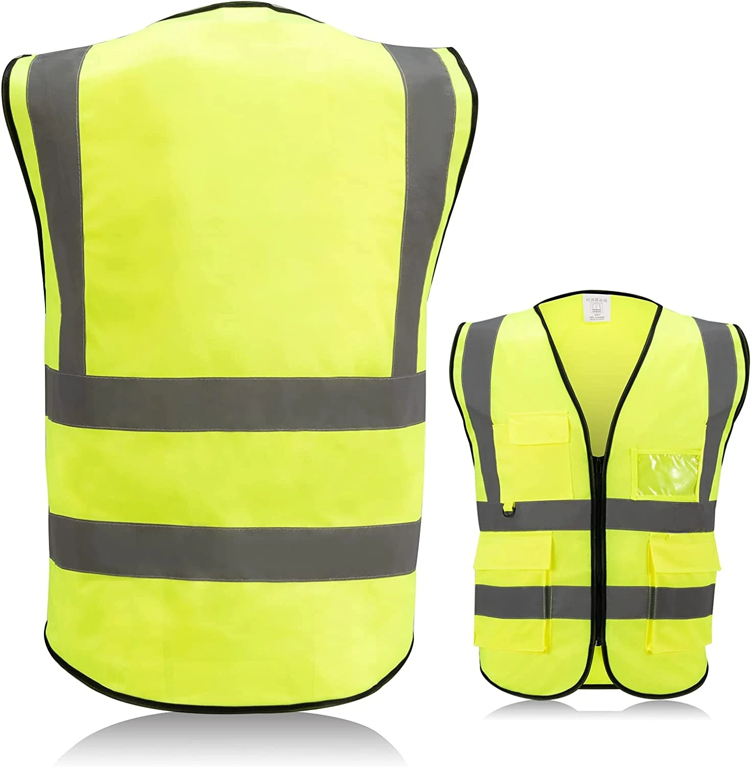 High Visibility Reflective Tricot Fabric Yellow Safety Jackets, High Visibility Reflective Single OPP Bag  Safety Vest