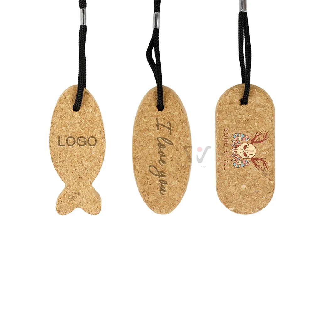 Custom Logo Cork Wood Keychain Keyrings Engraving Logo Wooden Wall Round Metal Keyring Car Key Holder
