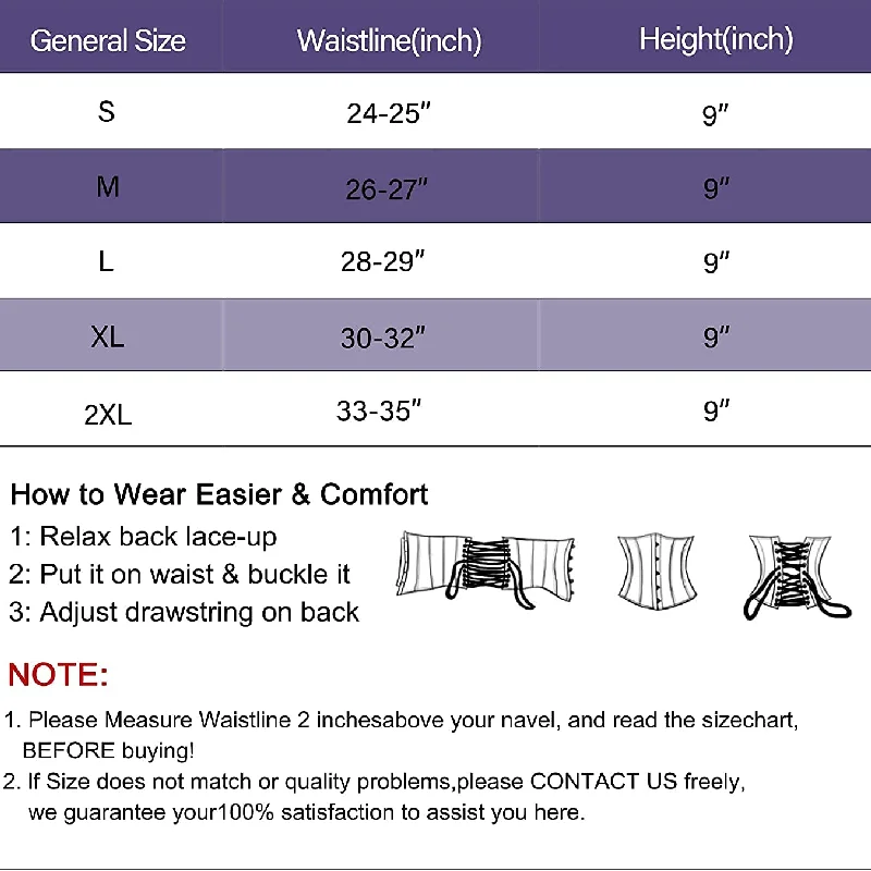 Women 8 Steel Boned Jet Ribbon Corsets Short Torso Underbust Waist Training Hourglass Tummy Control Body Shaper