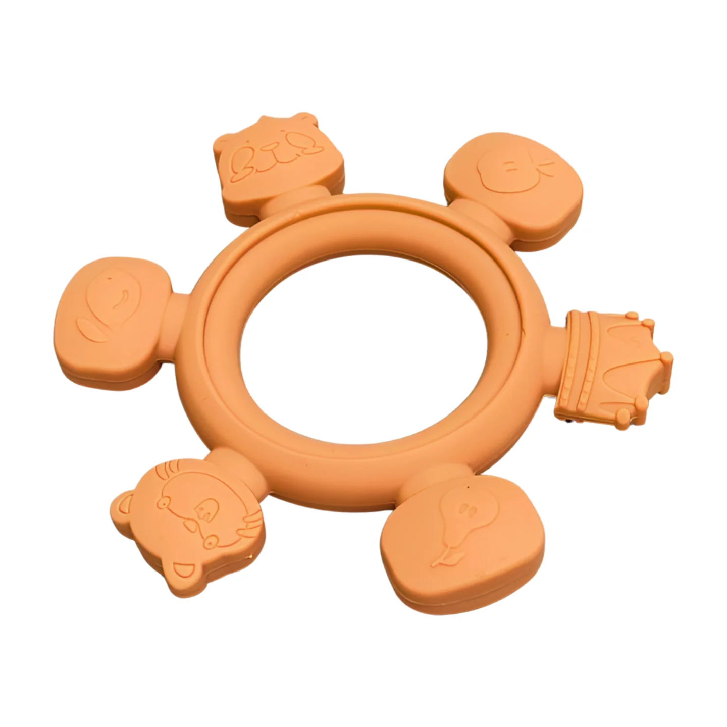 Direct wholesale great standard Baby Crochet Rattle Silicone Teether Ring Two-piece Animal Baby Toy Set