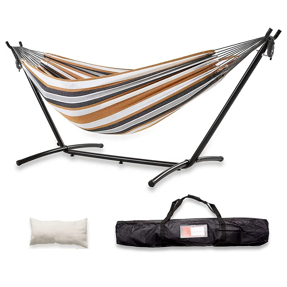 Hammock With Space Saving Steel Stand Includes Premium Portable Carry Bag And Pillow For 2 Person