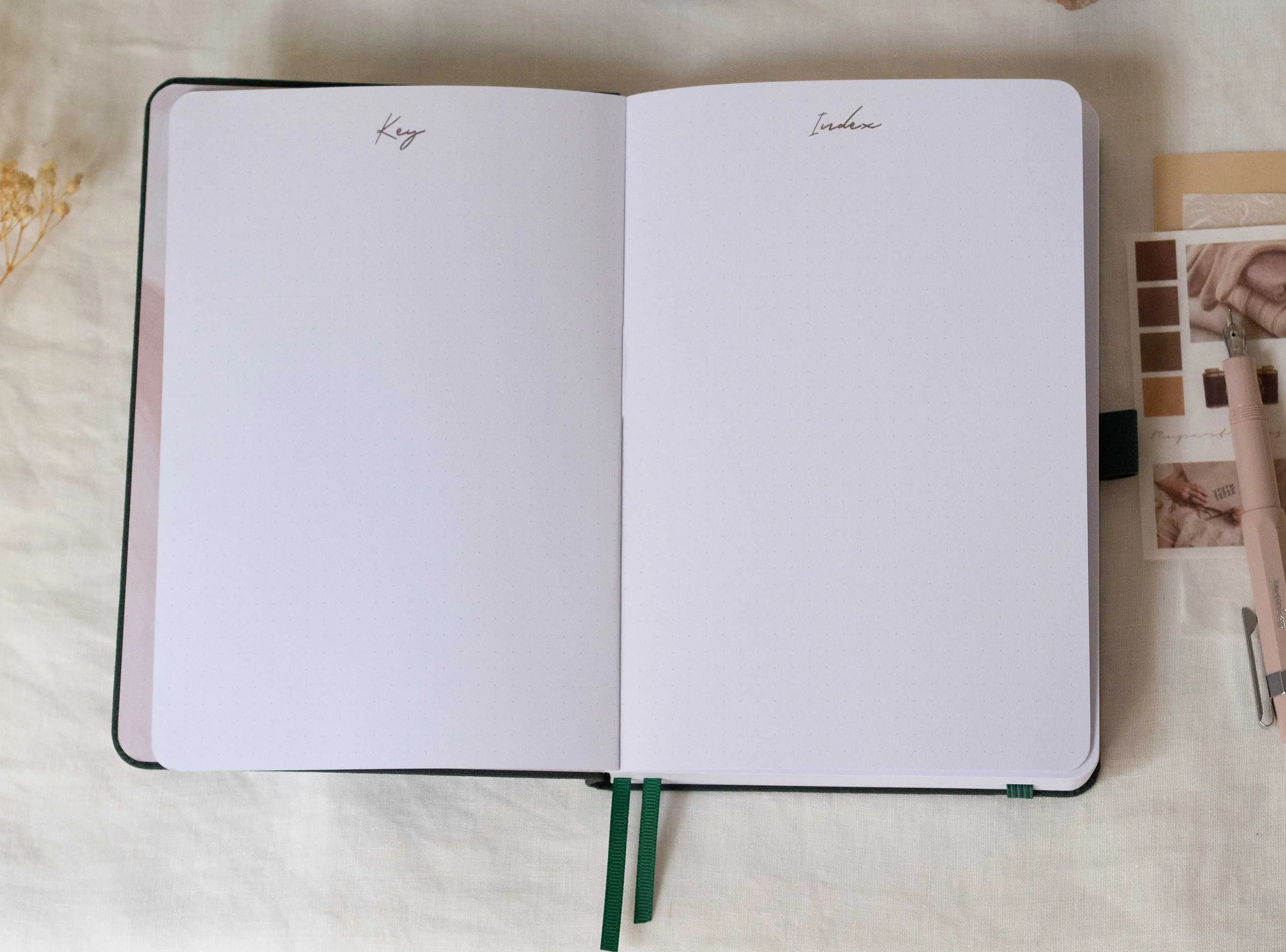 LABON A5 Gold Foil Dot Grid Notebook Green Journal Thick Paper 160gsm Dairy Dotted Journal Gift With Elastic Band