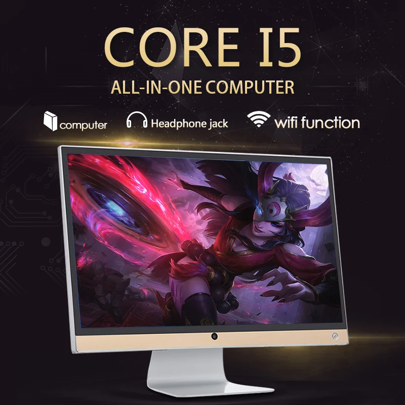 OEM Cheap 23.5inch i7 i5 i3 computer Computer desktop monoblock with cpu ram ssd diy all In one pc high speeding gamer vga AIO