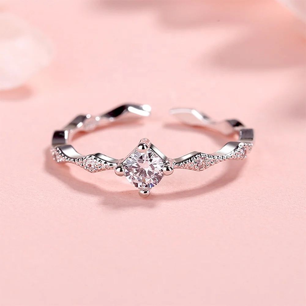 
China Natural Clear Zircon Jewellery Woman 925 Sterling Silver Open Ring 