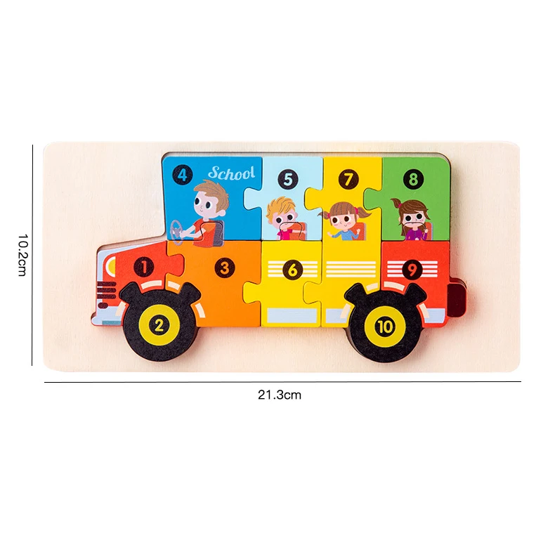 Montessori Wooden Kids Toy 3D Puzzle Jigsaw Board Tangram Cartoon Animal Car Puzzles for Children Baby Educational Learning Toys