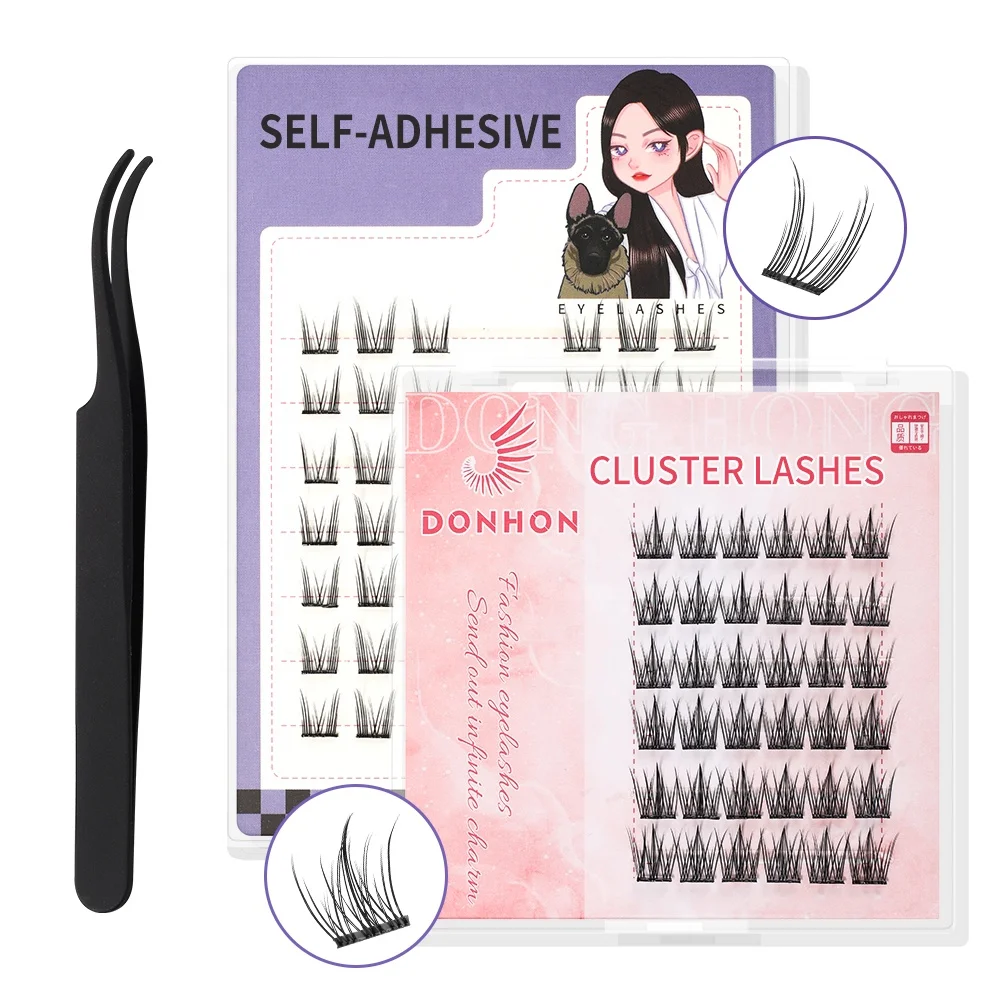 Pre Bond Eyelashes no Need Glue New Style Glue-based Professional Self Adhesive Fast Wearing Reusable Pre Cut DIY Cluster Lashes