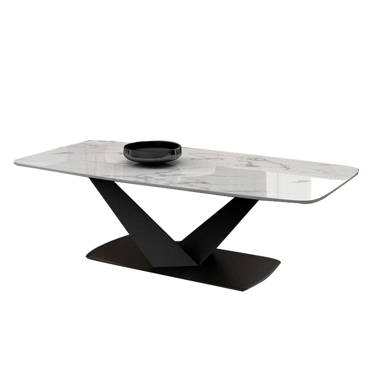 Modern simplicity sintered stone coffee table marble top convertible to dining table