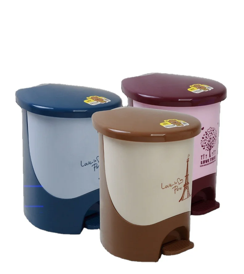 Colorful plastic hollow pattern office household small kitchen dustbin waste paper basket garbage bin
