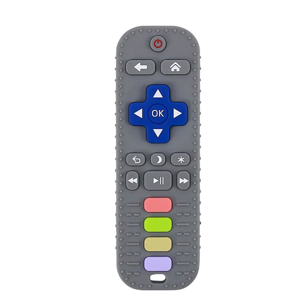 Wholesale TV Remote Control Shape Design Teething Toy Customize Logo BPA Free Soft Teether Silicone Baby Toy