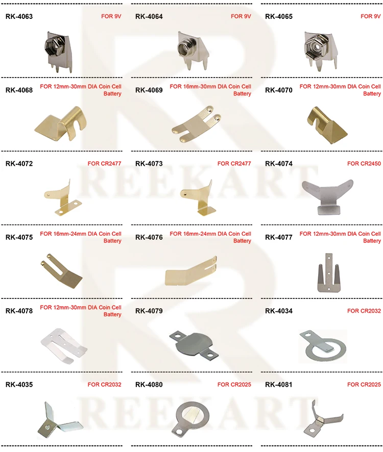 590 Thro-Hole Leaf Spring NEG Side AA/N PCB Stamping Battery Contact For Keystone Alternative