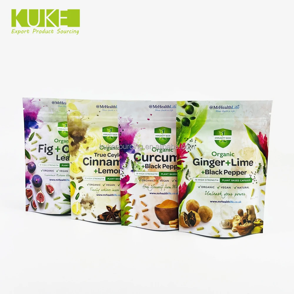 30g 50g 100g Custom coffee powder mylar stand up moringa powder packaging bags pouch