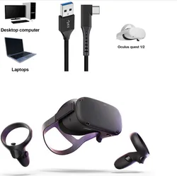 3M Usb Cable for Gaming Fast Charging USB 3.2 Gen 2 USB to Type C VR Cable for Oculus for Quest 2/1 Link 90 Degree