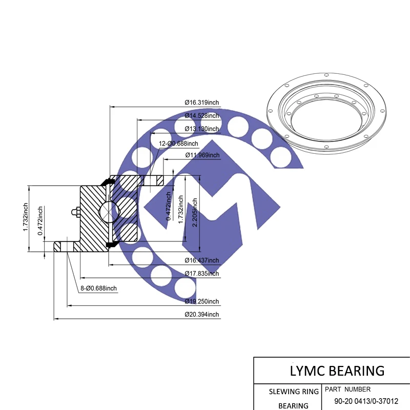 Light Load Flanged Bearing 90-20 0411/0-07012 None Gear Turntable Bearing for Tower Crane