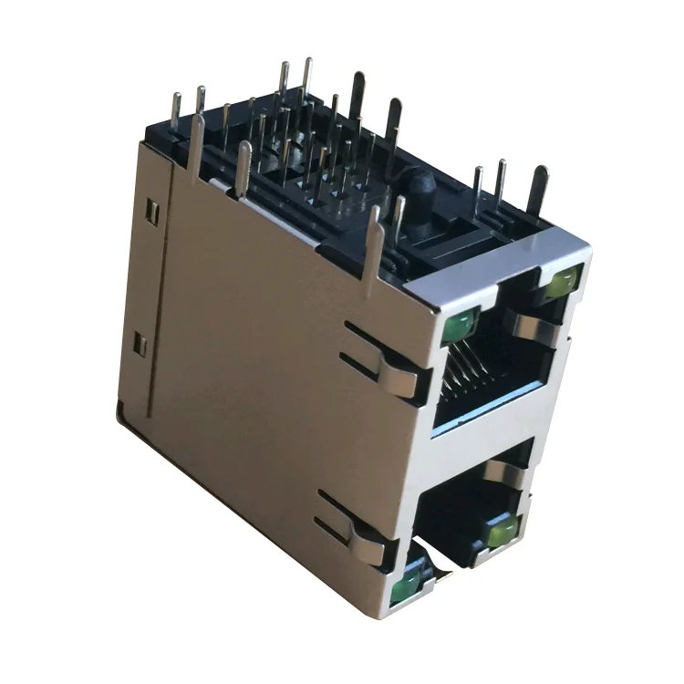 E5J88-B4L3F2-L со светодиодным модульным разъемом PCB Ethernet 2x1 порт RJ45 разъем