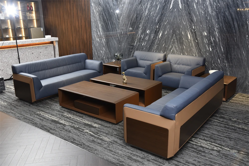 Factory Price Custom Reception Room Furniture Elegant Executive Leather Office Sofa