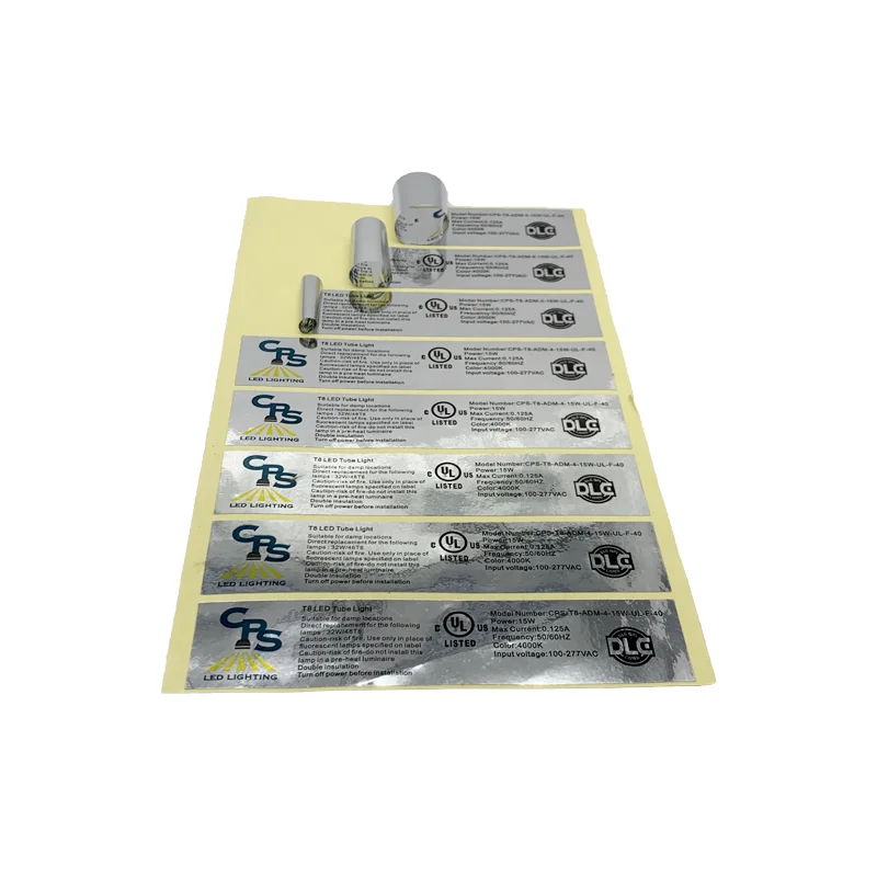 New Custom Metal Aluminium Label Sticker Printing Silver Roll Security Label Sticker LED Cable Label Sticker