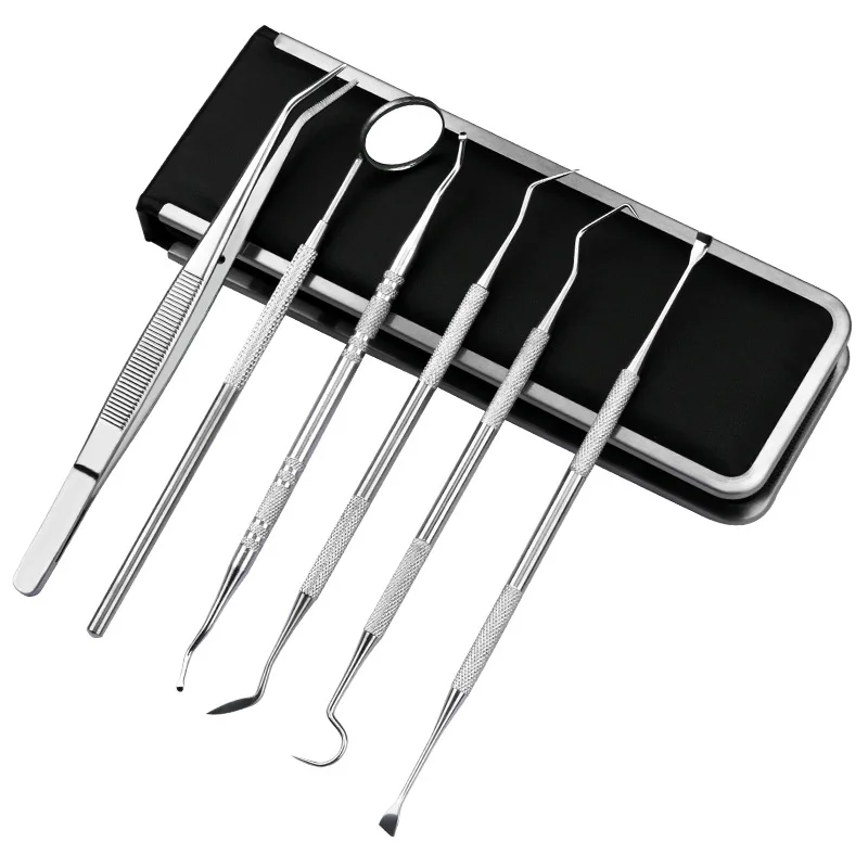 6 Pcs Dentist Tool Kit Hygiene Teeth Cleaning Dental Picks Scaler Mouth Mirror Dental Instrument