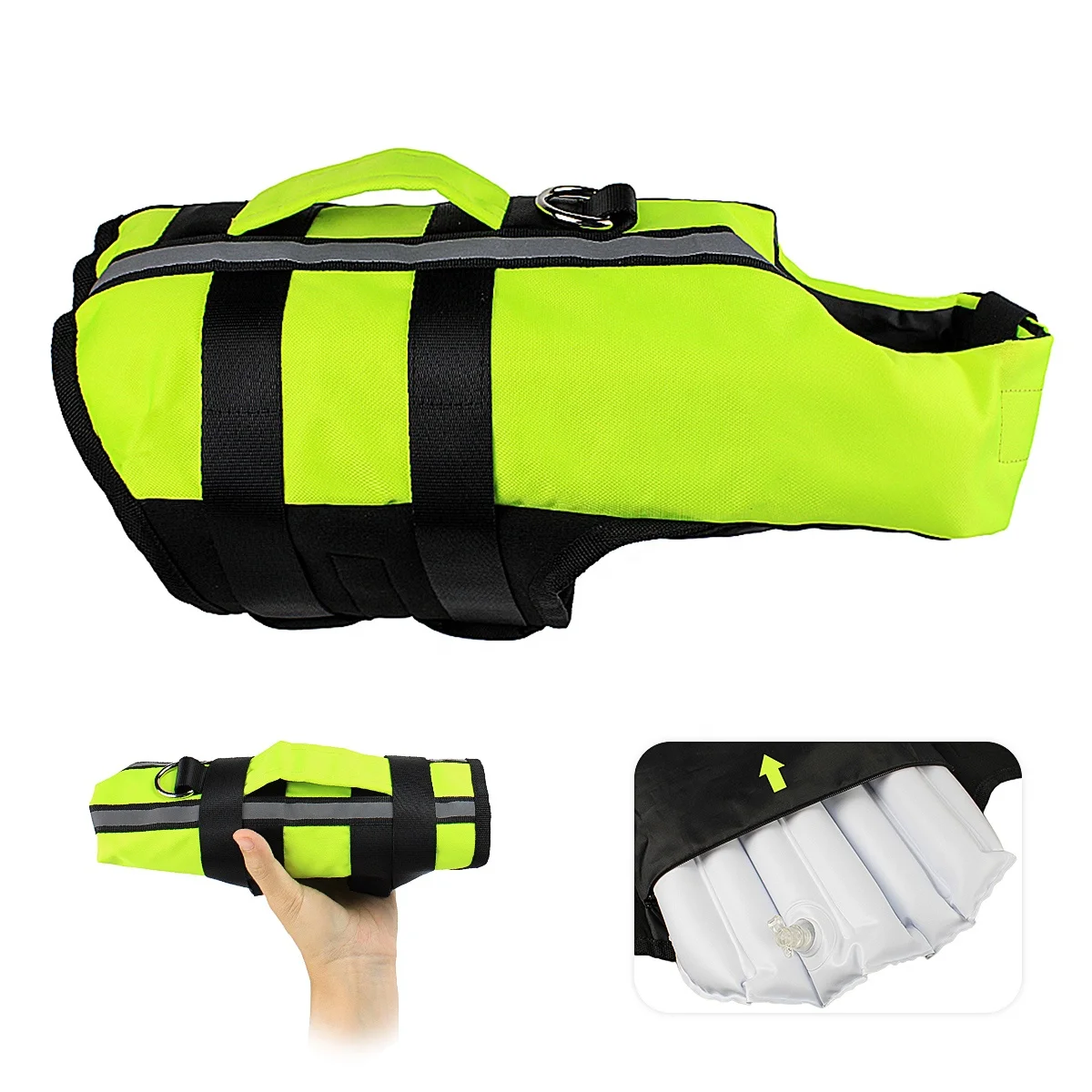 Dog Life Jacket Portable Pet Life Vest Jacket Built-in Inflatable Air Bag Adjustable Swimming Suit For Pets Dogs
