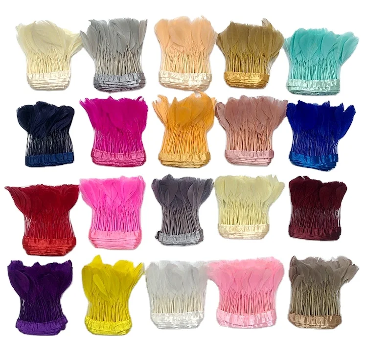 Natural Feathers Stripped Goose Feathers Dyed Fringe Trim For Feather Earrings Millinery