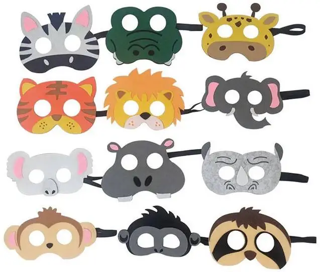 Wholesale Children Day Headwear Non-Woven Cartoon Animal Mask Frog Tiger Performance Props Animal Eye Mask