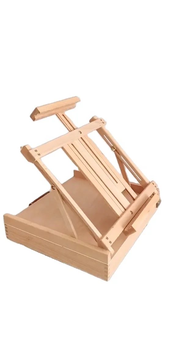 China Supplier Wholesale Natural Movable Easel Wooden Sketch Box Tabletop Easel Box