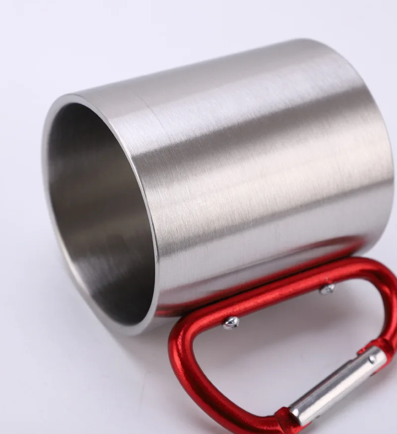 Portable Metal Travel Beer Mug Coffee Cup Outdoor Mountaineering Buckle Mug Camping Mugs With Handle