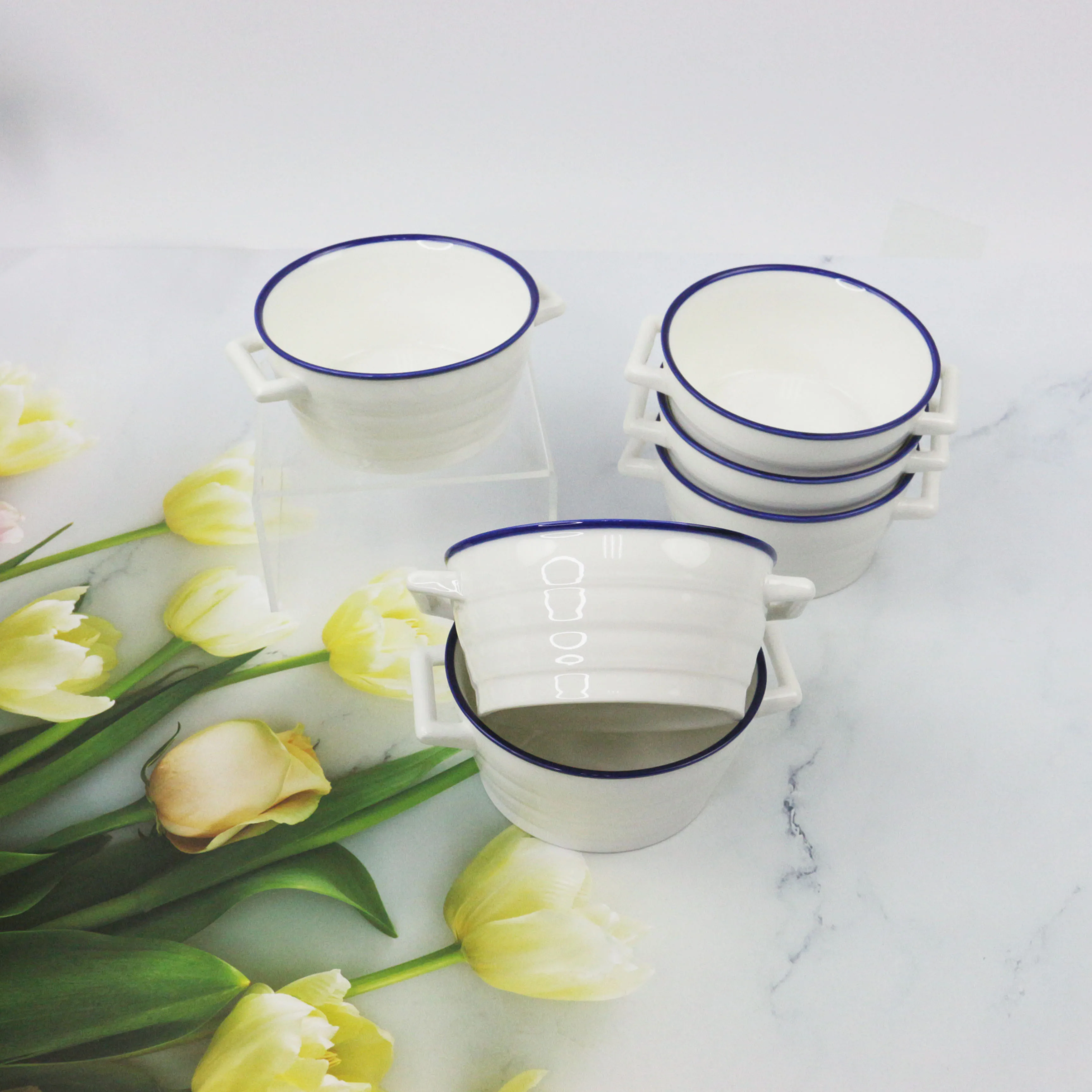 15pcs Luxury Soup Pot Ceramic Porcelain Soup Tureen Ceramic Soup Pot And Bowl Set