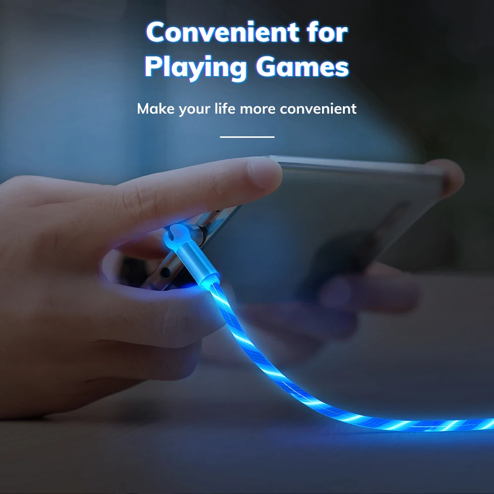 Free Shipping AM22 2020 Newest 540 1 Meter Flowing Light Cable 3 in 1 Magnetic Charging Cable