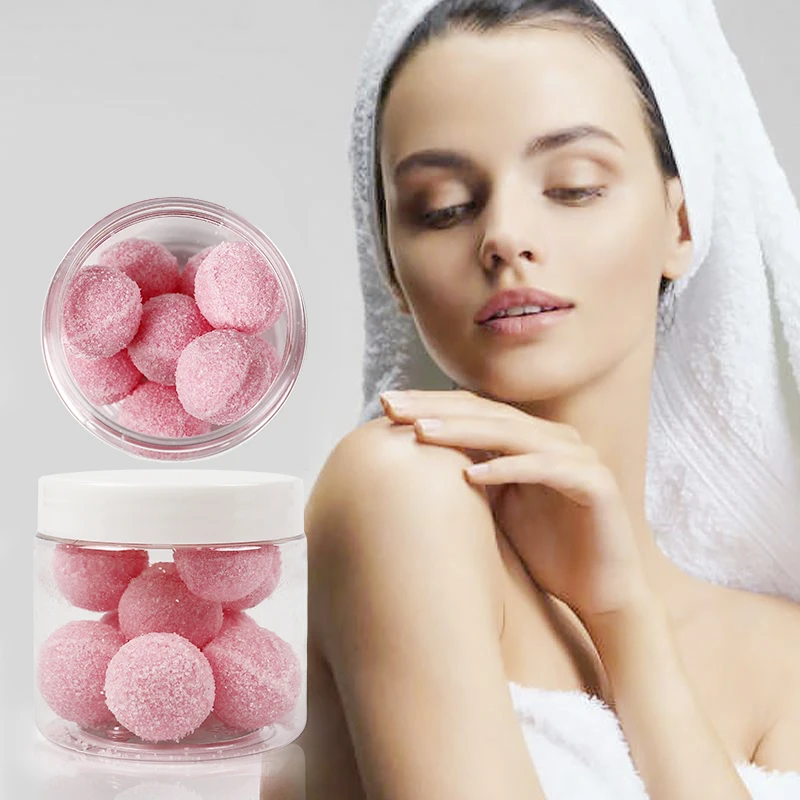 Private Label Natural Vegan Whitening Gentle Exfoliate Body Polish in Balls Shape Sugar Body Scrub in Jar