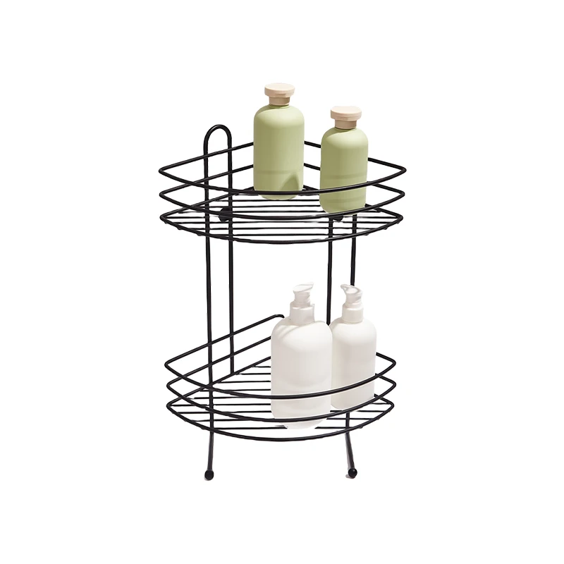 Wholesale stainless steel Two levels standing triangle storage rack bathroom shelf