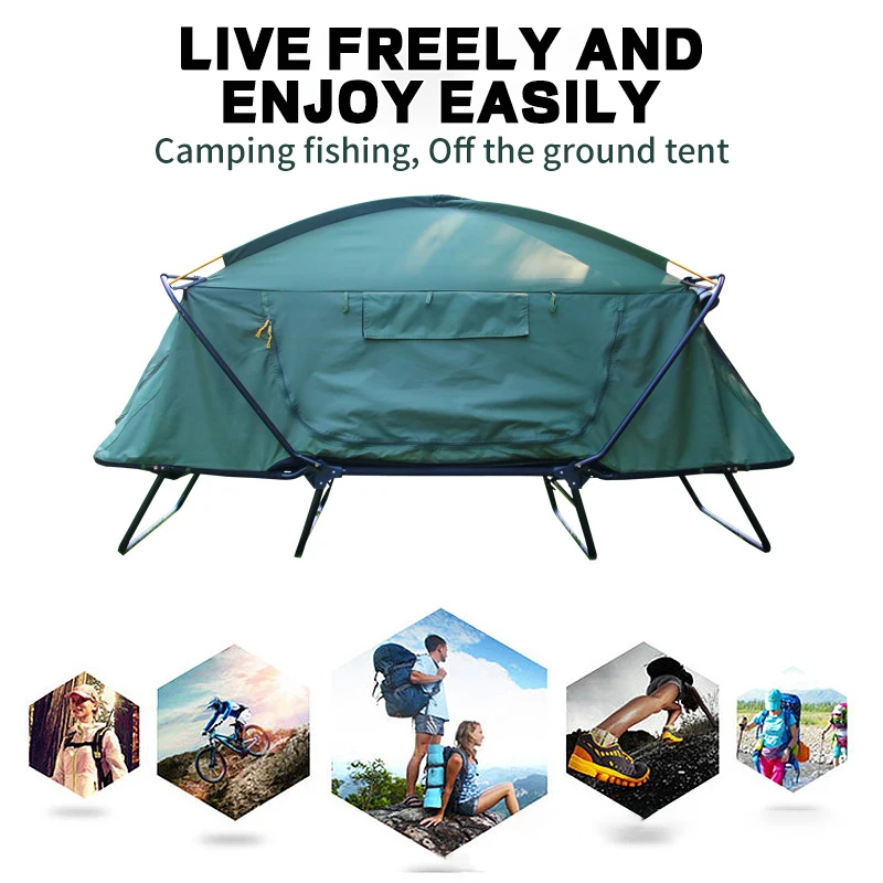 Ring Camp OEM ODM Custom LOGO cot 2 person swag blue zhejiang waterproof outdoor folding camping bed with tent cot event outdoor