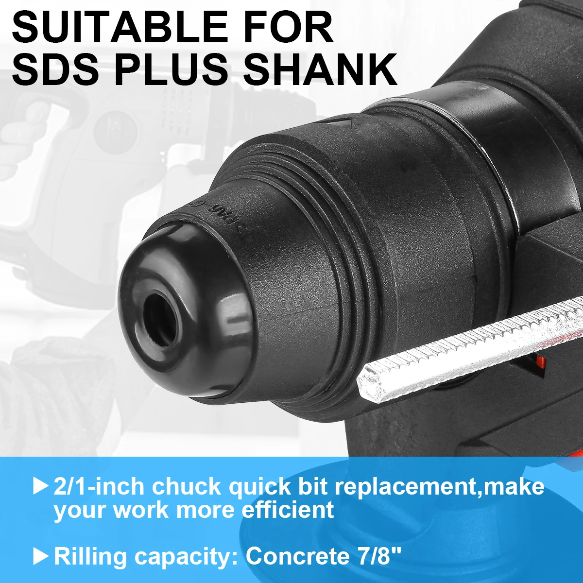 1 INCH SDS-Plus Brushless Electric Hamer Drill Rock Wood Concrete Drilling Machine 18V Heavy Duty Rotary Hammer Drill