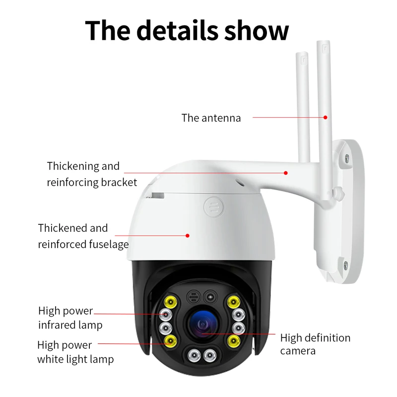  Цветная камера ночного видения 1080P P2P видеонаблюдения 4G Smart CCTV PTZ 2MP отслеживание движения человека цифровой зум камеры на открытом воздухе