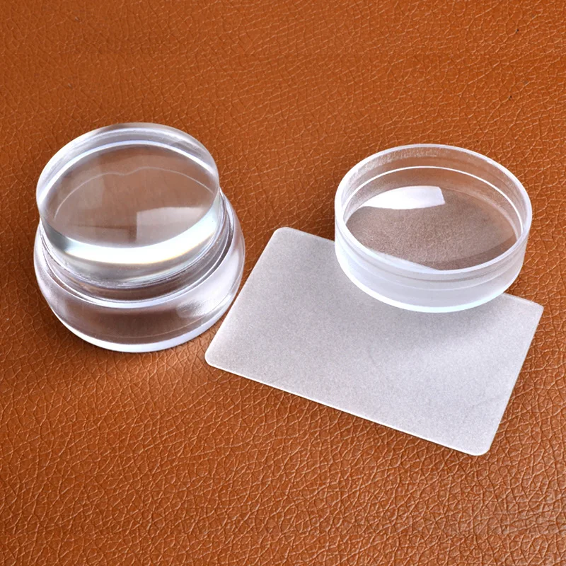 Popular DIY Plastic Handle Clear Jelly Silicone Nail Art Stamper with Scraper For Stamping Polish Print Manicure Image Tool