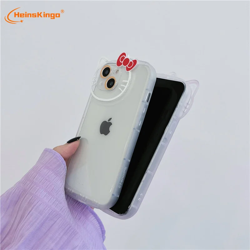 Factory price cartoon Hello Kitty Painted Lens Back Cover for clear new design phone case for iphone 13 12 11