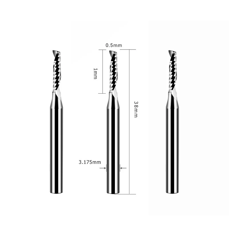 Carbide Milling Cutter For Acrylic End Mill Cnc Machine Tools Fresas Single Flute Sprial End Mill 0.5mmX1CX3.175X38L