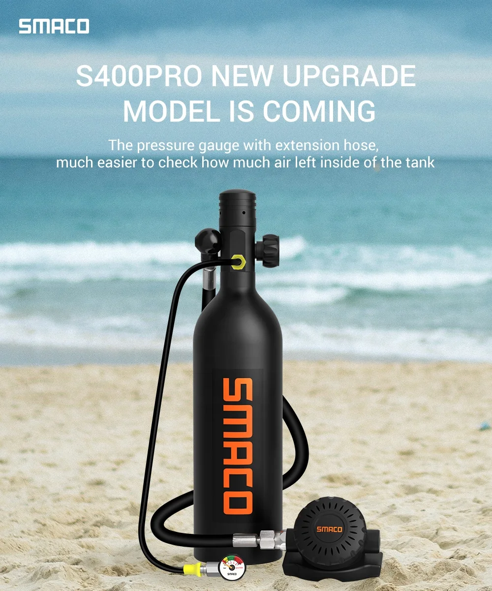 SMACO S400pro Мини-резервуар для подводного плавания оборудование цилиндрический резервуар (s400pro) обновленная модель подводный Спорт S400 Pro 10