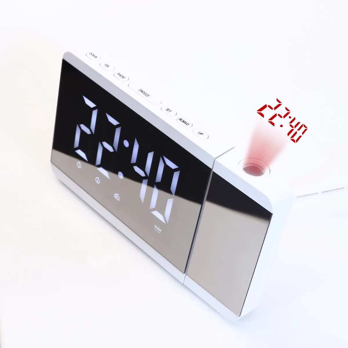 Зеркальные Светодиодные проекционные часы-будильник, Проекционные настольные часы с функцией зарядки телефона, новый дизайн